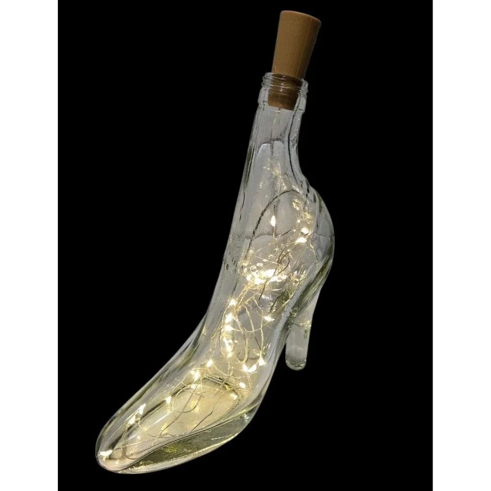 Glass High Heel Shoe Bottle with LED Fairy Lights